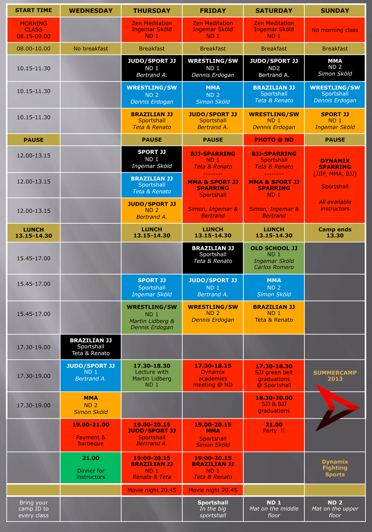 Summercamp schedule!